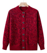 Höst Ny Stil Medelålders Mammor Bär Tröjjacka Mode Mammor Bär Cardigan Tröja Mormor Bär Topp 2XL
