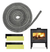Flätad packning för insatser och kaminer, 6 mm x 3 m, kamininsatspackning med 4 remsor för vedspisar, eldstäder, värmebeständig ugn