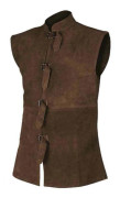 Herrväst Vintage Medeltida Renässans Gentleman Scenföreställning Ärmlös Enfärgad Ståkrage Rollspel Cosplay Cos XXL kaffe