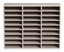 Literaturorganisatör, 27 fack, 80x30.5x63 cm, grå, MDF-förvaring