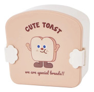 Barn Bento Box tecknad utseende avdelare matbehållare skola bärbar lunch förvaringslåda Khaki Toast mönster lock