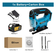 Sticksåg - Borstlös 18 V batteridriven - 3500 varv/min - Steglös hastighet - Inkl. 1 batteri - För trä - Brun