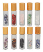 10 st eterisk olja rollerbollflaskor transparenta med bambulock roll-on parfymprov 10 ml