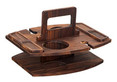 Vinställ i trä, bärbart picknickbord, hopfällbart minibord för strandfiske, mörkbrun Dark brown