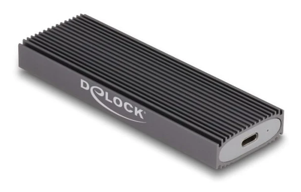 Delock - Förvaringslåda - M.2 - M.2 Card (PCIe NVMe & SATA) / SATA SSD - USB-C 3.1 (Gen 2) - grå