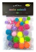 Glitter pom-poms vår 15–25 mm 30 st