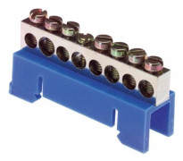 Nollplint 3x16 + 4x10 mm² för TS35 DIN-skena blå fot
