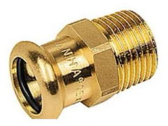Övergångsnippel 2x54mm - 2x54mm Cu press. m/ och V-byglar, rödgods
