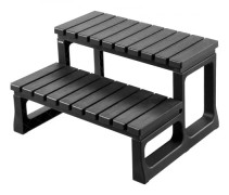 Badtunna Trappa, 2-stegs Utomhus Spa Trappa 61x53,5x36,5 cm, Svart, PP