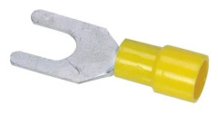 Gaffelsko gul 4–6 mm² bult hål Ø5,3 mm, längd 25,7 mm invändig diameter Ø6,8 mm - (100 st)