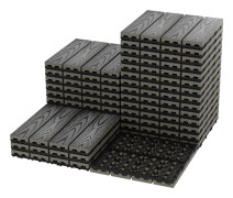 Komposit trallplattor - Klicktrall 30x30 cm - 27-pack - Vattentät - Halksäker - För ute & inne - Grå