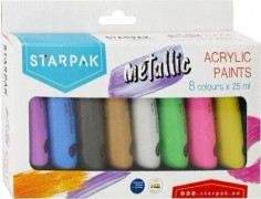 Starpak akrylmålarfärg 8 färger 25 ml metallfärg, st., 6/24
