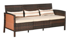 3-sits Trädgårdssoffa i Väderbeständig Polyrotting – 173 x 68 x 78 cm
