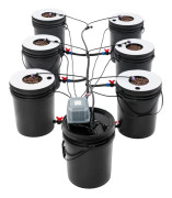 Hydroponiskt odlingssystem - kit - 7 delar - 20 l odlingshinkar - jordlös odling - med luftpump - svart
