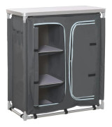 Campingskåp - Hopfällbart - Med Hyllor - Aluminiumram - Portabelt - Grått