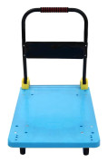 Plattformsvagn - Hopfällbar transportvagn - 400 kg Maxlast - 60×90×89 cm - 2 Fasta + 2 Svängbara hjul - PP & järn - Blå