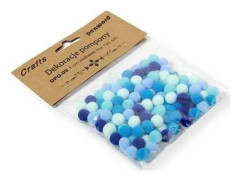 Pom poms 1 cm mix blå 120 st