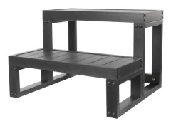Spatrappa för badtunna - 2-stegs utomhusstege - WPC-komposit - Stegyta 60x27 cm - Mått 60x54x42,3 cm - Svart