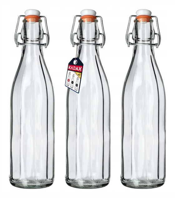 Glasflaskor - Set 3-pack - 1 l (1000 ml) - För tinkturer, vin, likör och sprit