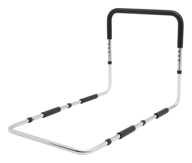 Sänggrind - Sängstöd Handtag - Höjdjusterbar - 90×51×46–56 cm - Högkolstål - För äldre och funktionsnedsatta - Svart