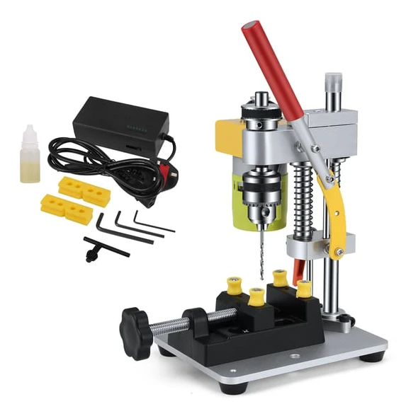 Elektrisk mini bordsborrmaskin - Bänkborrmaskin - Precision - CNC - 795-motor - B10-chuck - 220V DC - För metall och trä - Svart
