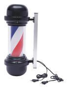 Barberarstolpe - LED roterande ljuspelare - 220V - 50,8 cm - Bakbelyst - För barbershop - Elfenbensfärgad