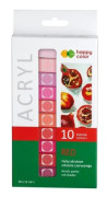 Akrylfärg 12 ml 10 färger röd HAPPY COLOR
