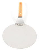 Pizzaspade för pizzaugn - Pizza peel - Rostfritt stål - Trähandtag - Yta 25,5 x 30 cm - Längd 43,5 cm - Silver