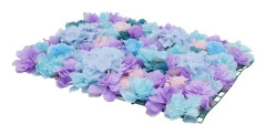 Konstgjorda blommor - Blomvägg väggpaneler - Set med 6 st - Silkesblomhuvuden - För bröllop & utställning inomhus - Blå