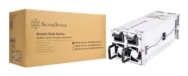 SilverStone GEMINI Series SST-GM600-2UG-V2 - Nätaggregat - hot-plug/redundant (insticksmodul) - PS/2 - 80 PLUS Gold - AC 90-264 V - 600 Watt - akti...