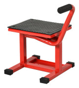 Motorcykellyft - MC domkraft med vev - Justerbar höjd 27,5–39,5 cm - Halkfri bas - Max 150 kg - Mått 48×34×43 cm - Röd/svart