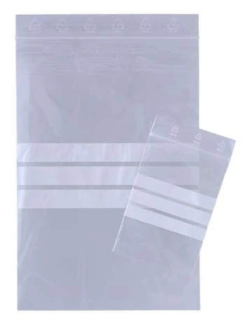 Dragkedjepåse, Master'in Performance, 50 µm 250 x 350 mm, LD-PE transparent med skrivfält, dragkedjelås