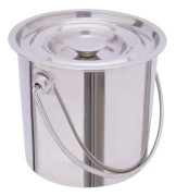 Rostfri mjölkhink - Hink med lock - 6 liter - Extra tjockt rostfritt stål - För mat och mjölk - Tål kokande vatten - Vit