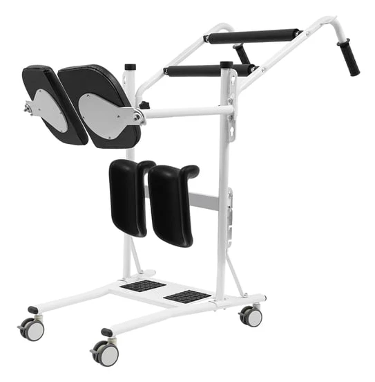 Sitt-till-stå patientlyft - Ståassistans transferhjälp - Halkfri - Max 120 kg - Kolstålram - 63×82×119 cm - Handtag 53 cm - Svart