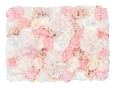 Konstgjord Blomvägg - Panel 12-pack - 60×40 cm - 3D Hortensia - Siden - Inomhus - Rosa