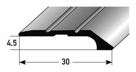 PROVISTON Anodiserad aluminium Silver L 30 mm H 4,5 mm Lång 1000 mm Genomgående Stoppprofil