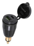 Motorcykel DIN-kontakt Vattentät laddare till QC3.0 USB-laddare & Typ C 30W Power Delivery Adapteruttag