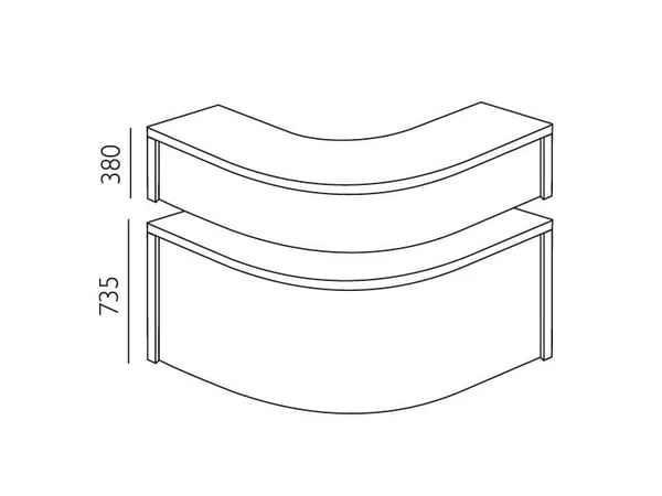 Reception Ekoflex undersdel hörn, bok 1300x1300 mm