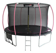 Trampolin - 244 cm - rosa svart - säkerhetsnät - upp till 100 kg