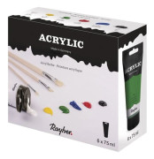 Akrylsats 6 x 75 ml, Målad. artist akryl, 450ml kartong