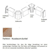Ändstycken och hörn för MDF plastlist 60 x 20 mm Valnöt av PROVISTON
