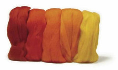 Kardad ull - Merino - Extra fin - Röda nyanser - 18 mic - 5 färger på 10g