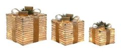 Juldekoration - DKD HOME DECOR - 25 x 25 x 25 cm - 3 stycken - Vit guld - Flerfärgad