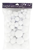 Pompar - 0 - Paket med 72 - Vit - Varierande diametrar - Tyg