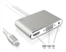 GETIT 1080p Lightning till HDMI VGA Ljud Video Adapter Omvandlare Kompatibel med Apple-enheter