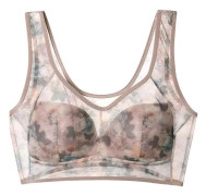 Ny is-silke spets kylande komfort-bh, is-silke kylande bh, sömlös sport-bh, trådlös push up-bh för äldre kvinnor Khaki 5L/3XL:65-75kg