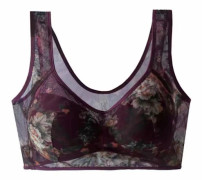 Ny is-silke spets kylande komfort-bh, is-silke kylande bh, sömlös sport-bh, trådlös push up-bh för äldre kvinnor Purple 6L/4XL:75-85kg