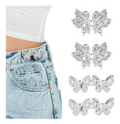 4 uppsättningar midjeåtstramningsklämmor Byxmidjeåtstramare Fjärilsbling Midjeåtstramare Jeansknapp för att göra mindre justeringsklämmor för lösa jeans