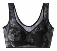 Ny is-silke spets kylande komfort-bh, is-silke kylande bh, sömlös sport-bh, trådlös push up-bh för äldre kvinnor Black L/M:25-35kg