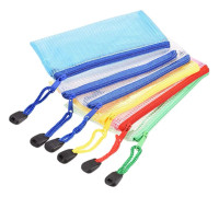 Mesh Zipper Bags, B8 Size Plastic Zipper Pouch Document Folder with Zipper for Office Supplies Home Travel, Assorted Colors 6-Pack